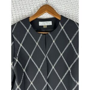 Tahari Arthur S Levine Black Embroidered Pearl Jacket Coat Women Size 4